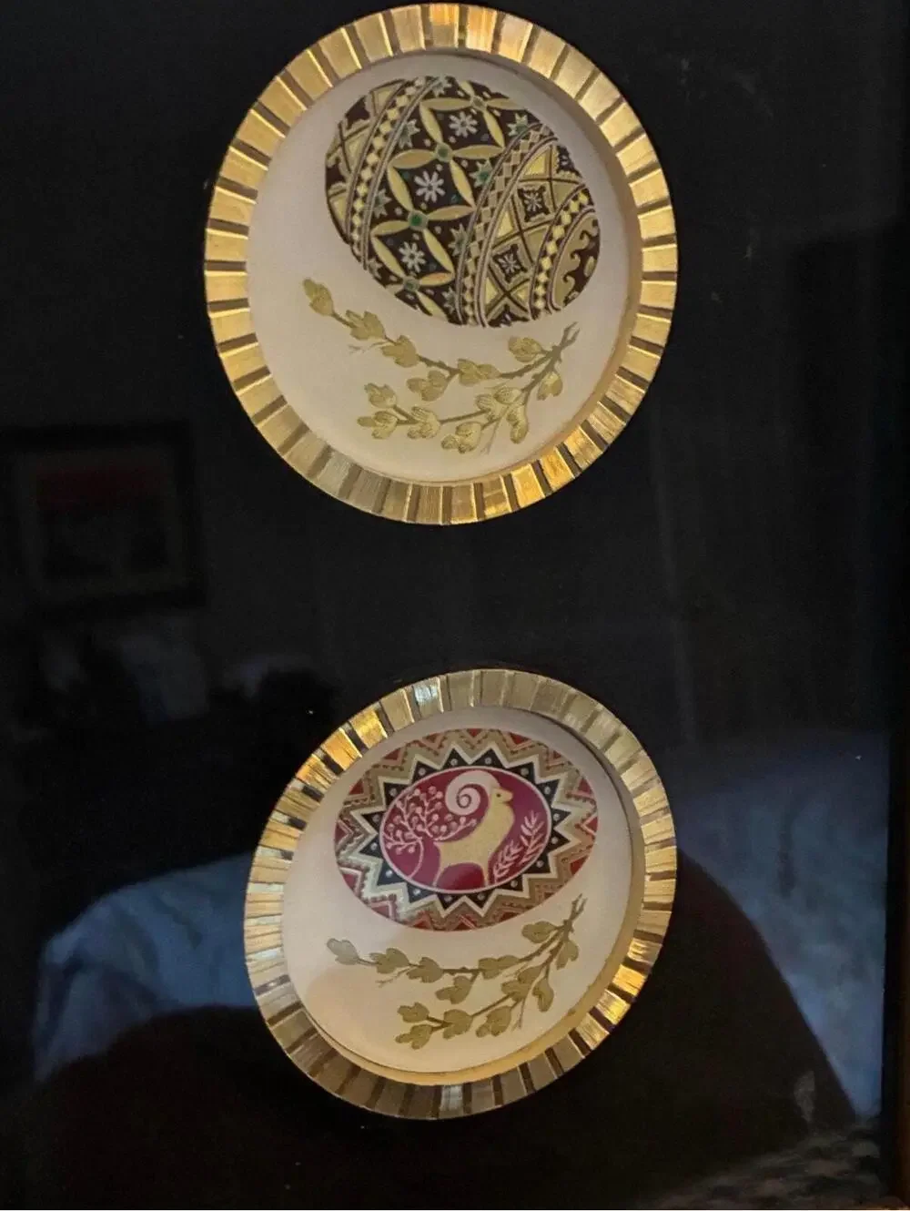 Framed Faberge Style Egg Plates – Vintage Muirfield Porcelain Wall Decor